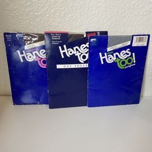 Lot of 3 Hanes Too Pantyhose Size AB Sandalfoot & Reinforced Toe